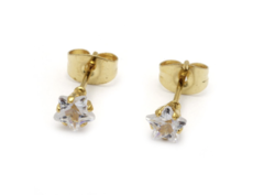 AROS ACERO DORADOS ESTRELLA CRISTAL