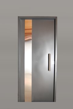 Puerta doble chapa inyectada con aplique de Acero Inoxidable