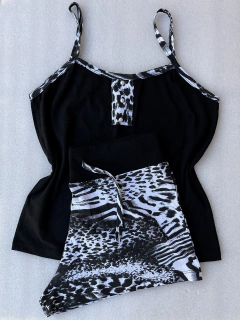 Pijama preto de algodão