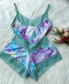 Kit Short Doll Tie Dye verde - Acompanha Fio