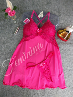 Camisola com bojo e renda - Feminina Modas - Moda Intima Feminina e Masculina