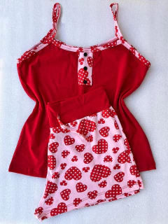 Pijama Vermelho de algodão