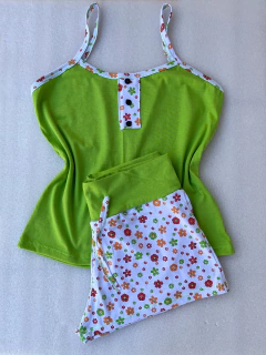 Pijama verde de algodão
