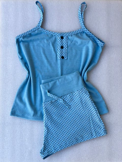 Pijama de Azul claro de Algodão