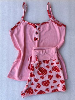 Pijama rosa de algodão