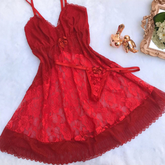 Camisola de renda vermelho