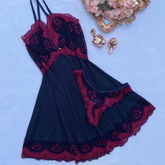 Camisola com renda bicolor