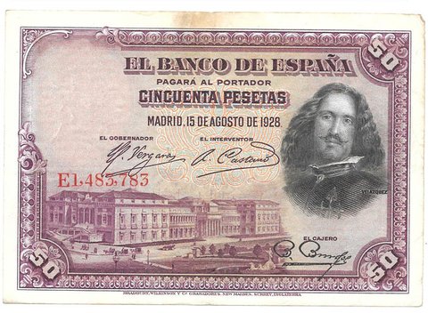 BILLETE DE ESPAÑA , 50 PESETAS, AÑO 1928