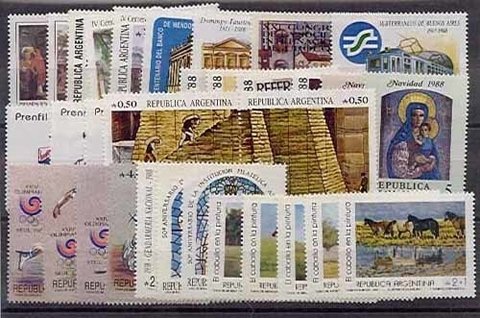 AÑO COMPLETO DE 1988 (35 SELLOS + 2 BLOQUES)