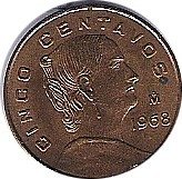 MÉJICO, 5 CENT. DE 1968