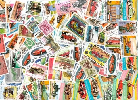 Colección de 100 estampillas de AUTOMOTORES