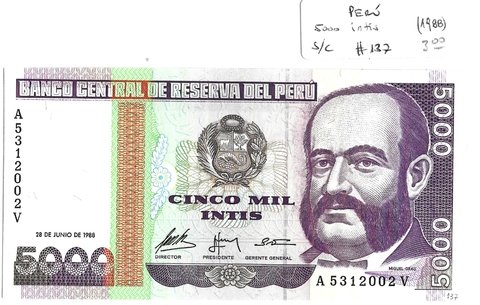 PERÚ 1988, 5000 INTIS, S.C