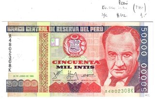 PERÚ 1988, 50.000 INTIS, S.C