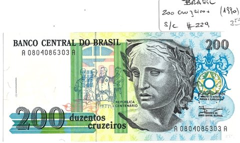 BRASIL 1990, 200 CRUZEIROS, S.C