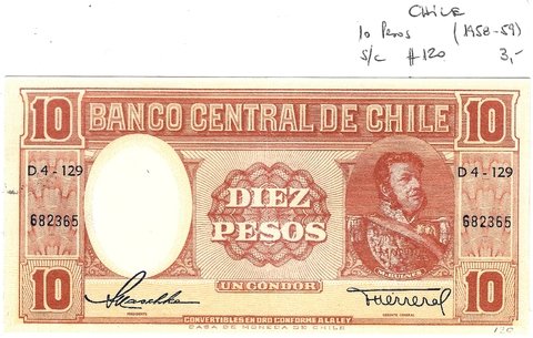 CHILE 1958-59, 10 PESOS, S.C