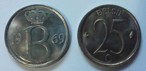 BÉLGICA, 1967 25 Cent.