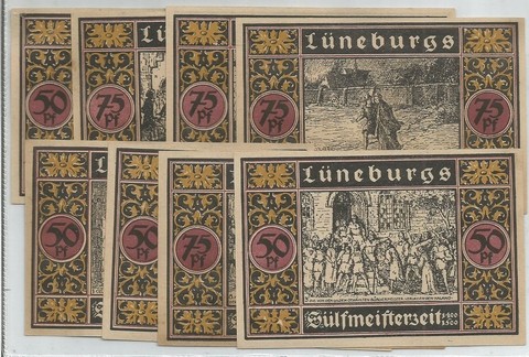 LOTE DE 8 NOTGELD, AÑO 1921