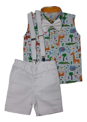 conjunto camisa social regata infantil safari
