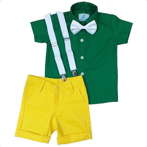 conjunto infantil camisa social verde