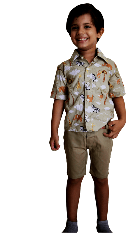 camisa infantil safari marrom