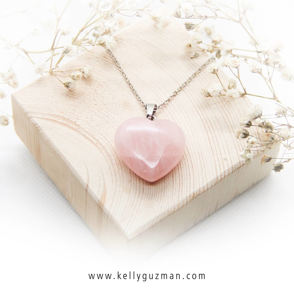 Collar Corazón Cuarzo Rosado - KellyGuzman