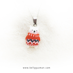 Collar de navidad osito con saco