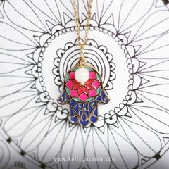 Collar de Hamsa con Ágata fluorescente