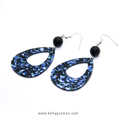 Aretes Onix + colgantes con destellos azules