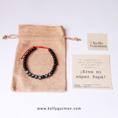 Pulsera "Súper Pa" con piedras de Ónix - comprar online