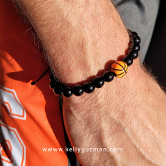 Pulsera graduable Baloncesto con Ónix