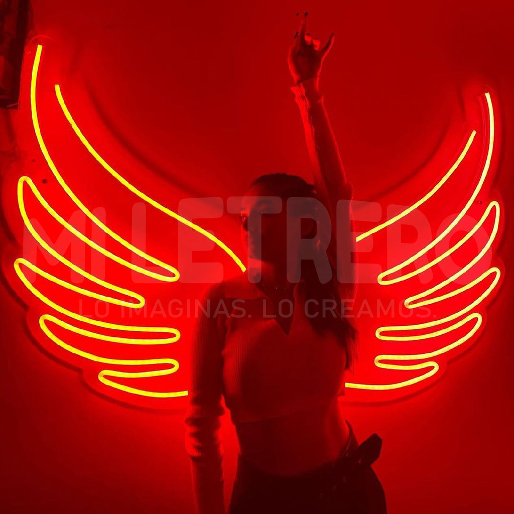 Letrero Neon Luminoso Led Angel Rojas Karaoke Discoteca