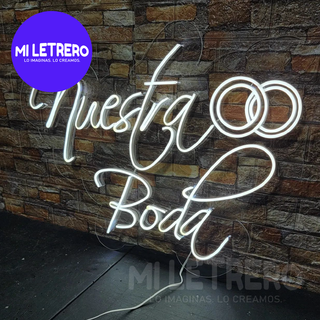 Letrero Luminoso Neon Nuestra Boda En Led Para Eventos