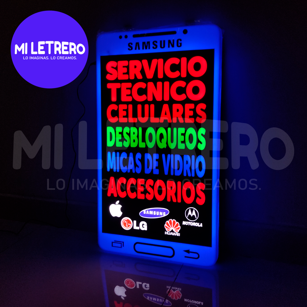 Letrero Luminoso Servicio Técnico Celulares Acrílico Led 6709