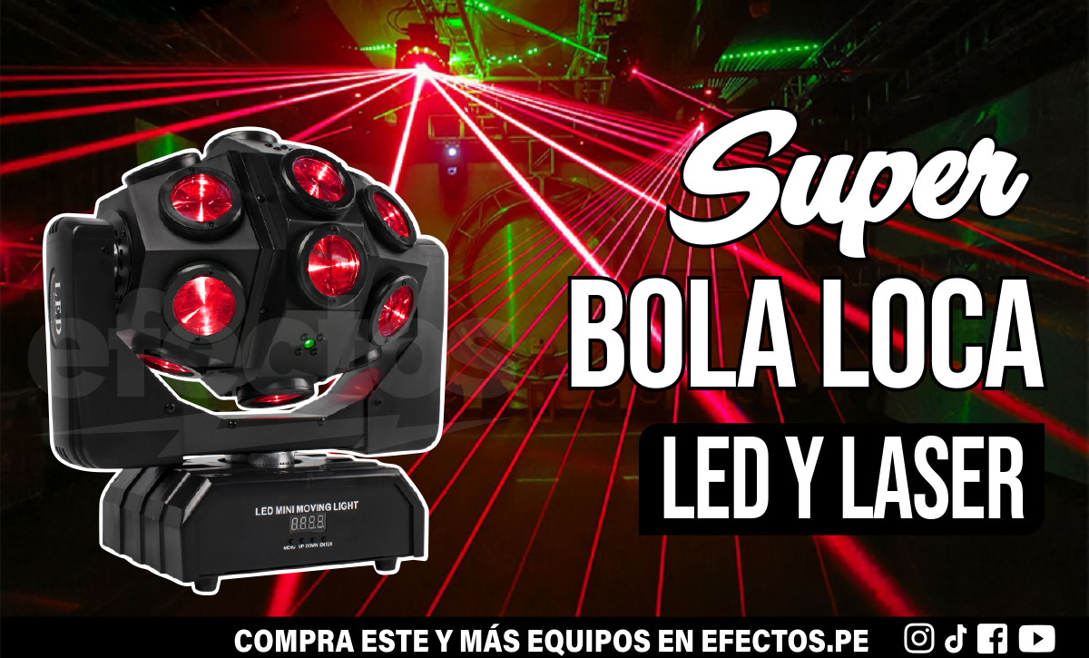 Bola Loca 18x12W RGBW Dmx LED y Láser para DJs Disco Karaoke Bar