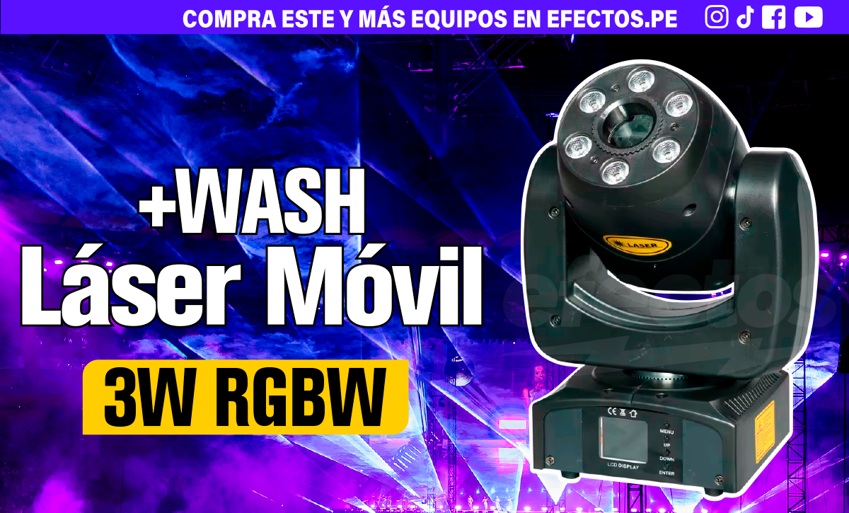 Cabeza Móvil Láser RGB 3W Profesional Luces DJ Disco Escenario