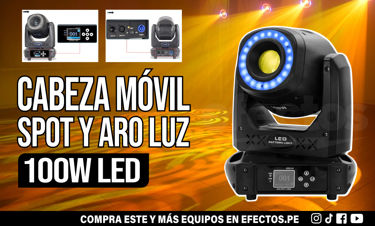 Cabeza Móvil Spot 100W LED Strip Dmx Luces Gobos para Eventos