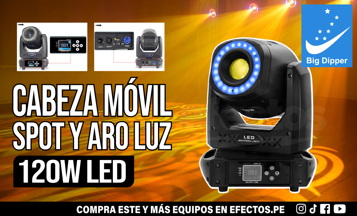 Cabeza Móvil Spot 120W LED Strip Dmx Luces Gobos para Eventos