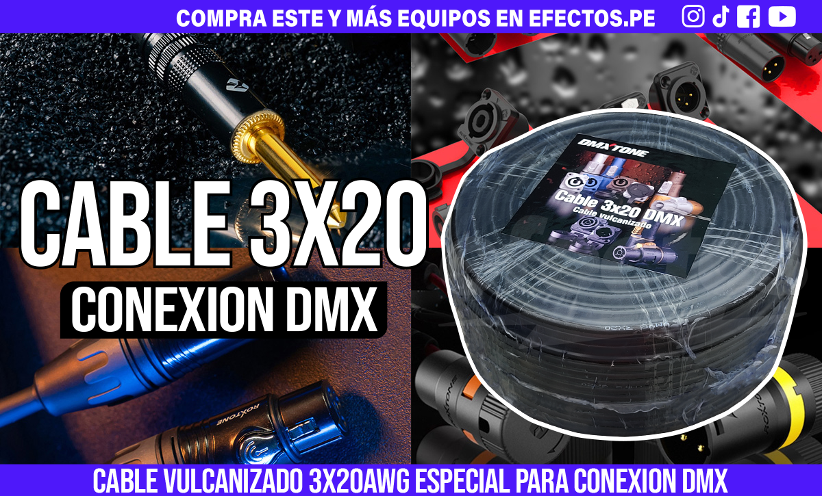 Cable Vulcanizado 3X20AWG Cable DMX para Luces