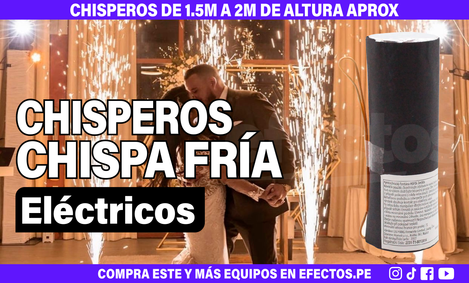 Cartuchos de Chispa Fría Chisperos Electrónicos para Bodas Quinceaños