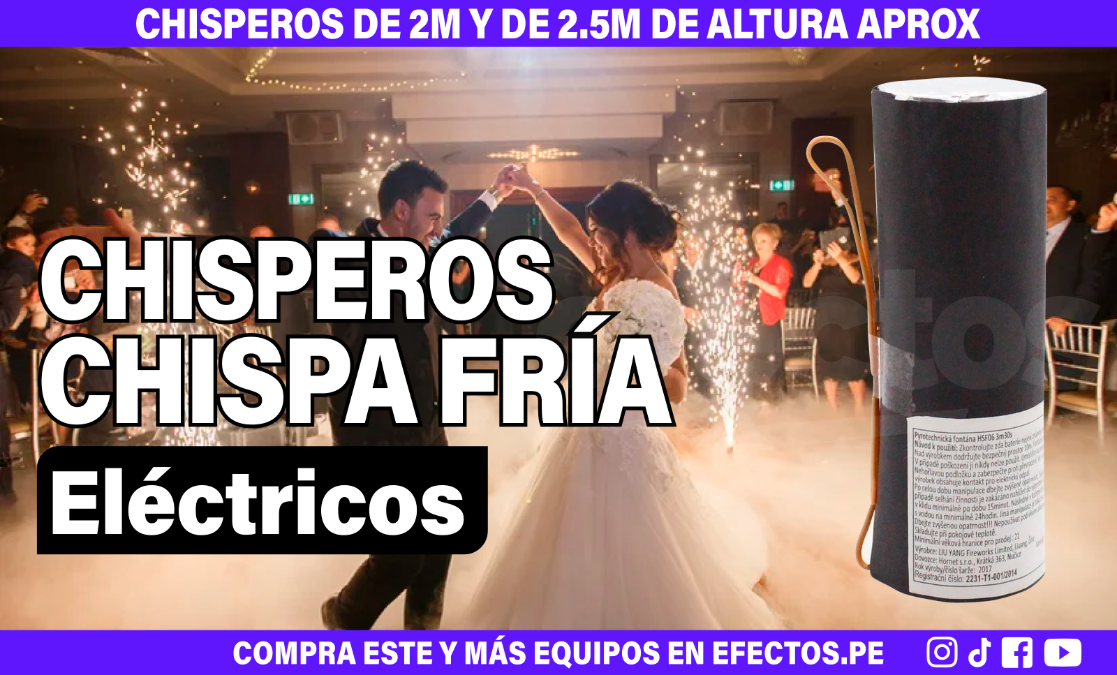 Cartuchos de Chispa Fría Chisperos Electrónicos para Fiestas Eventos Matrimonios