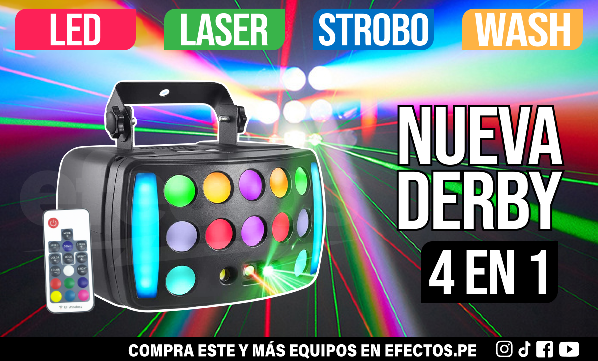 Derby 4 en 1 LED Láser Cortadora Led Strip Dmx Luces para DJs