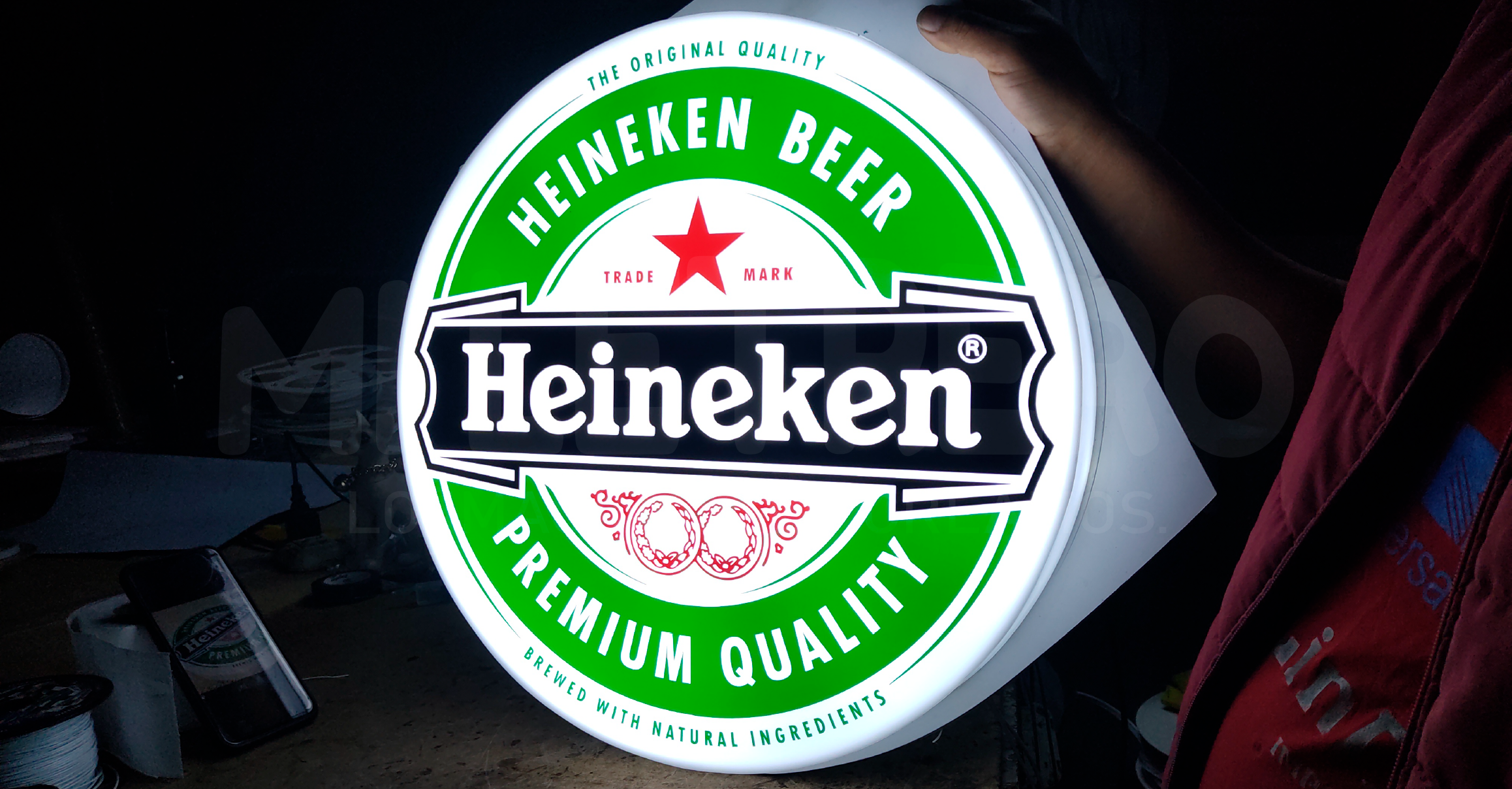 Cartel Luminoso en Acrílico Led Heineken para Disco, Bar y Karaoke
