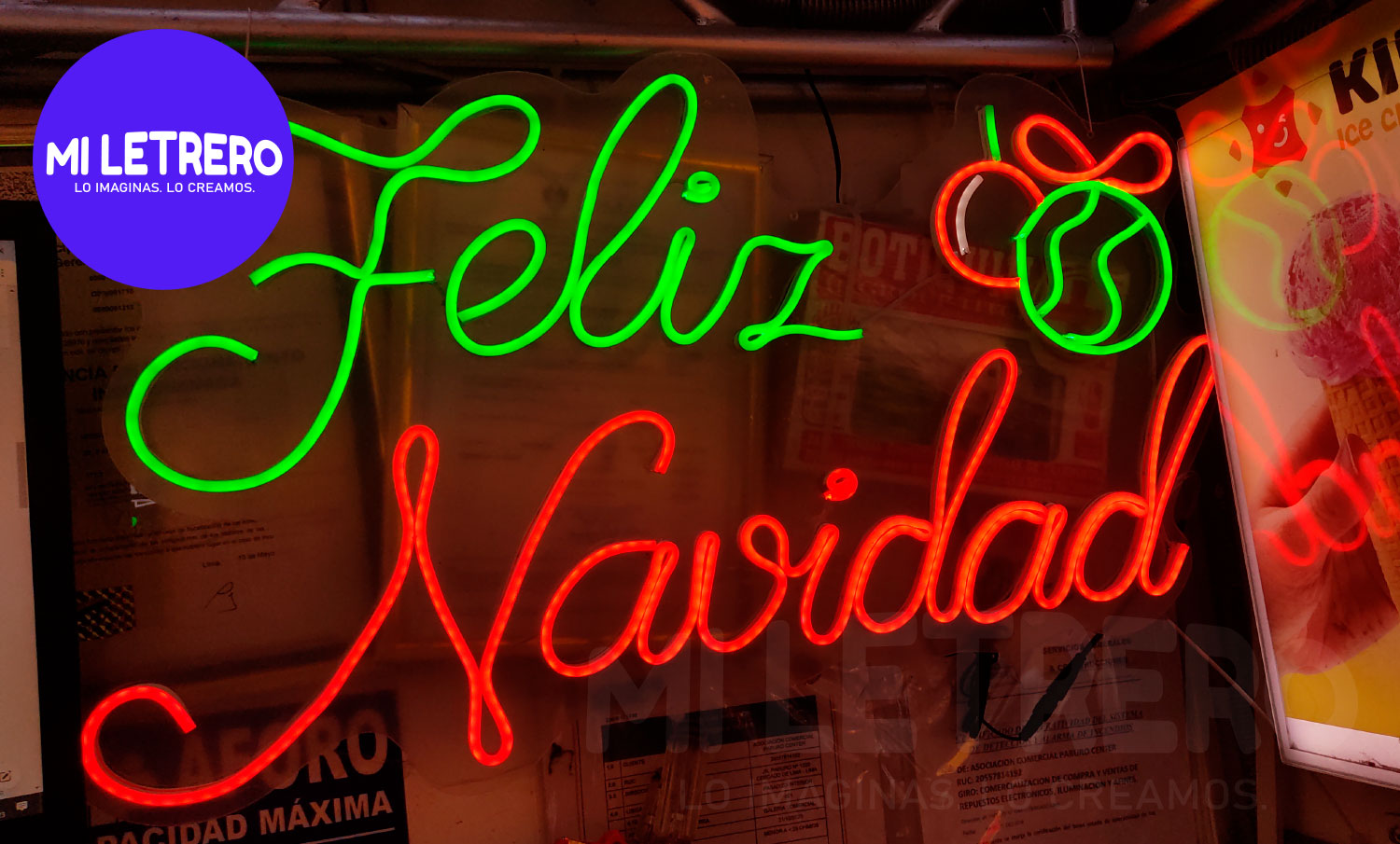 Cartel neon de Feliz Navidad para decoraciones Arbol