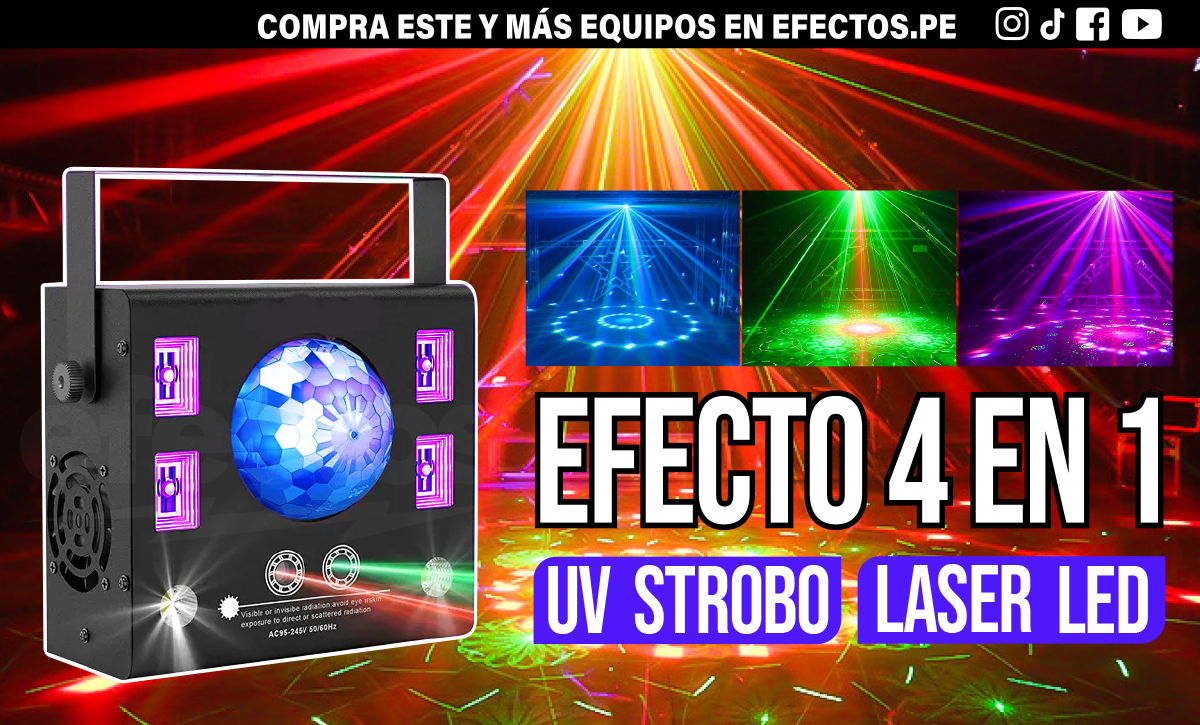 Efecto 4 en 1 Astro LED Láser Cortadora UV Dmx Dj