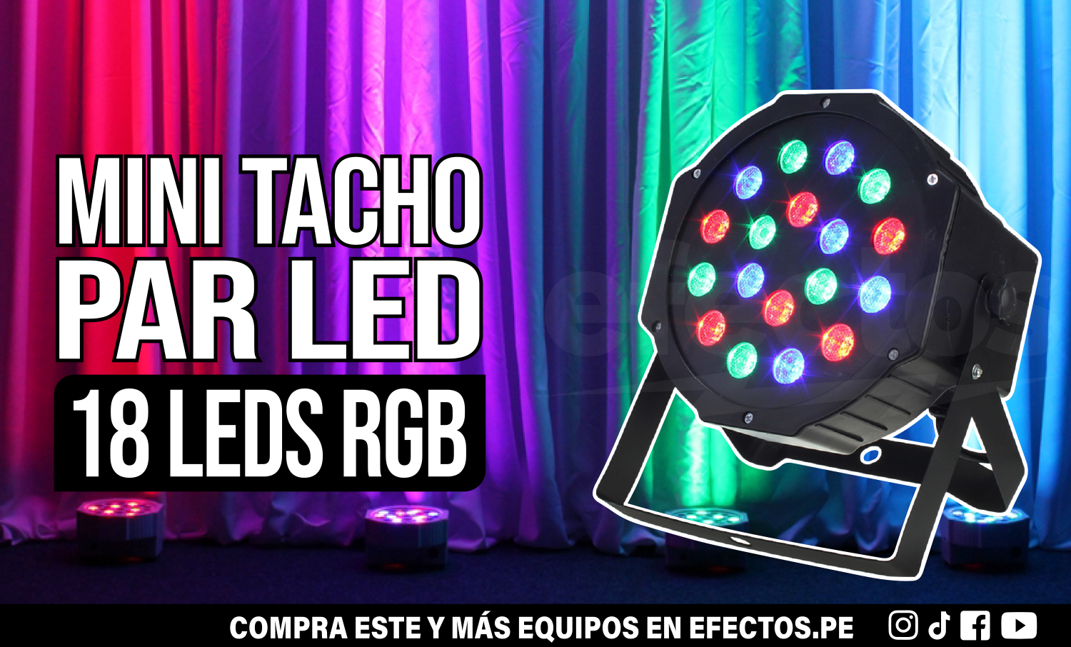 Mini Tacho Par LED 18X3W RGBW Dmx Dj para Fiestas