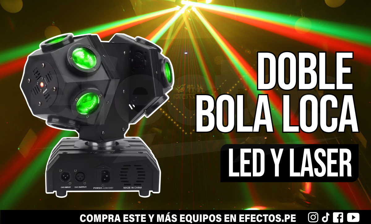 Doble Bola Loca 12x10W RGBW 3 en 1 LED Láser Strobo Dmx DJ