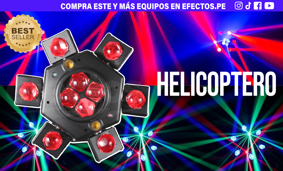 Helicoptero Efecto LED Láser Strobo UV Dmx Luces Fiestas Bar