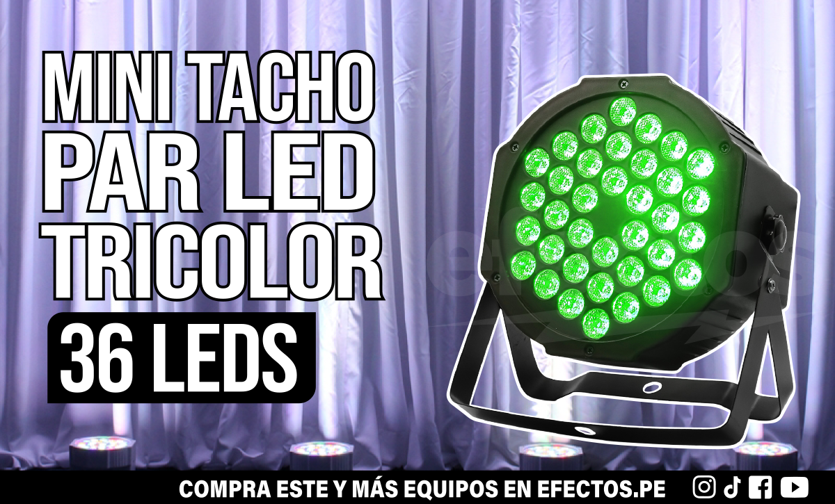Mini Tacho Par LED 36x3W Tricolor Dmx DJ Luces Disco Eventos