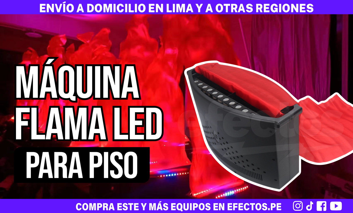 Máquina de Flama LED Multicolor para Piso Decoración en Fiestas Eventos