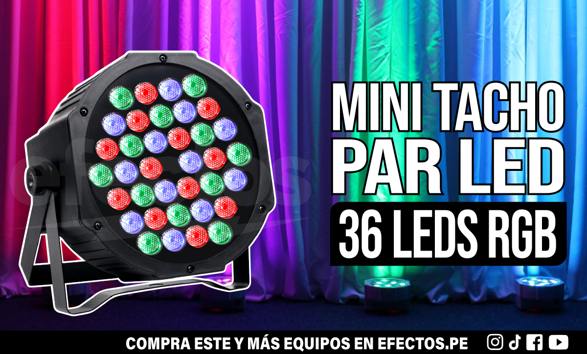 Mini Tacho Par LED 36X3W RGBW Dmx Dj para Fiestas